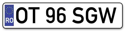 Placuta inmatriculare numar auto  OT-96-SGW, OT 96 SGW, OT96SGW