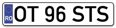 Placuta inmatriculare numar auto  OT-96-STS, OT 96 STS, OT96STS