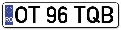 Placuta inmatriculare numar auto  OT-96-TQB, OT 96 TQB, OT96TQB
