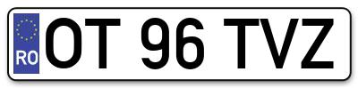 Placuta inmatriculare numar auto  OT-96-TVZ, OT 96 TVZ, OT96TVZ