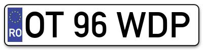Placuta inmatriculare numar auto  OT-96-WDP, OT 96 WDP, OT96WDP
