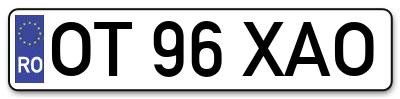Placuta inmatriculare numar auto  OT-96-XAO, OT 96 XAO, OT96XAO