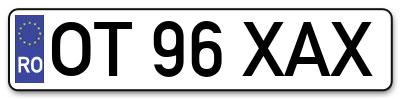 Placuta inmatriculare numar auto  OT-96-XAX, OT 96 XAX, OT96XAX