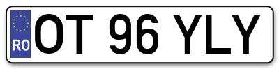 Placuta inmatriculare numar auto  OT-96-YLY, OT 96 YLY, OT96YLY