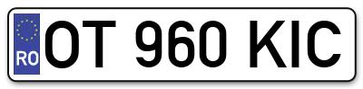 Placuta inmatriculare numar auto  OT-960-KIC, OT 960 KIC, OT960KIC