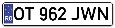 Placuta inmatriculare numar auto  OT-962-JWN, OT 962 JWN, OT962JWN