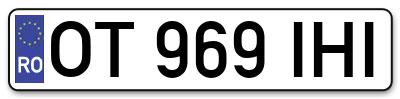 Placuta inmatriculare numar auto  OT-969-IHI, OT 969 IHI, OT969IHI