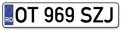 Placuta inmatriculare numar auto  OT-969-SZJ, OT 969 SZJ, OT969SZJ