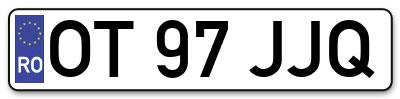 Placuta inmatriculare numar auto  OT-97-JJQ, OT 97 JJQ, OT97JJQ