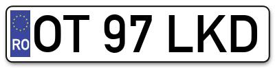 Placuta inmatriculare numar auto  OT-97-LKD, OT 97 LKD, OT97LKD