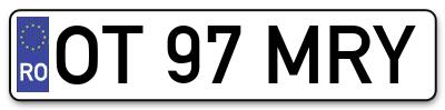 Placuta inmatriculare numar auto  OT-97-MRY, OT 97 MRY, OT97MRY