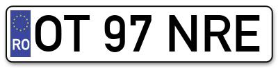 Placuta inmatriculare numar auto  OT-97-NRE, OT 97 NRE, OT97NRE