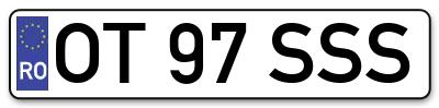Placuta inmatriculare numar auto  OT-97-SSS, OT 97 SSS, OT97SSS