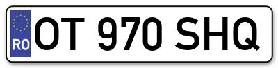 Placuta inmatriculare numar auto  OT-970-SHQ, OT 970 SHQ, OT970SHQ