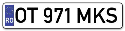 Placuta inmatriculare numar auto  OT-971-MKS, OT 971 MKS, OT971MKS