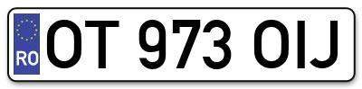 Placuta inmatriculare numar auto  OT-973-OIJ, OT 973 OIJ, OT973OIJ