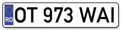 Placuta inmatriculare numar auto  OT-973-WAI, OT 973 WAI, OT973WAI