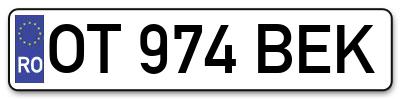 Placuta inmatriculare numar auto  OT-974-BEK, OT 974 BEK, OT974BEK