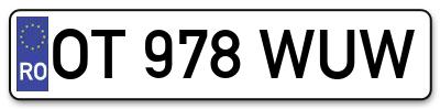 Placuta inmatriculare numar auto  OT-978-WUW, OT 978 WUW, OT978WUW