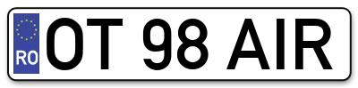 Placuta inmatriculare numar auto  OT-98-AIR, OT 98 AIR, OT98AIR