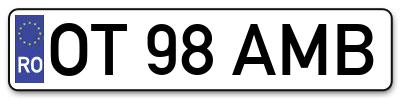 Placuta inmatriculare numar auto  OT-98-AMB, OT 98 AMB, OT98AMB