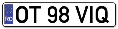 Placuta inmatriculare numar auto  OT-98-VIQ, OT 98 VIQ, OT98VIQ