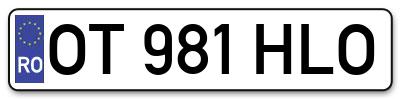 Placuta inmatriculare numar auto  OT-981-HLO, OT 981 HLO, OT981HLO