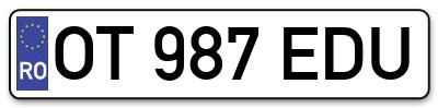 Placuta inmatriculare numar auto  OT-987-EDU, OT 987 EDU, OT987EDU