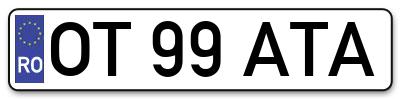 Placuta inmatriculare numar auto  OT-99-ATA, OT 99 ATA, OT99ATA