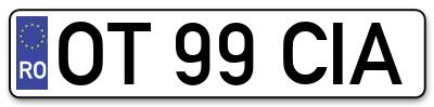 Placuta inmatriculare numar auto  OT-99-CIA, OT 99 CIA, OT99CIA
