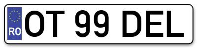 Placuta inmatriculare numar auto  OT-99-DEL, OT 99 DEL, OT99DEL