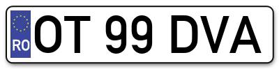 Placuta inmatriculare numar auto  OT-99-DVA, OT 99 DVA, OT99DVA