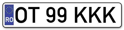 Placuta inmatriculare numar auto  OT-99-KKK, OT 99 KKK, OT99KKK