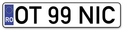 Placuta inmatriculare numar auto  OT-99-NIC, OT 99 NIC, OT99NIC