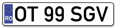 Placuta inmatriculare numar auto  OT-99-SGV, OT 99 SGV, OT99SGV