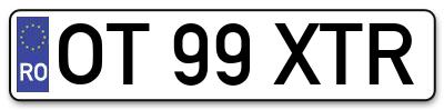 Placuta inmatriculare numar auto  OT-99-XTR, OT 99 XTR, OT99XTR