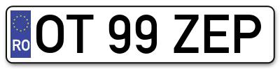 Placuta inmatriculare numar auto  OT-99-ZEP, OT 99 ZEP, OT99ZEP