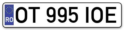 Placuta inmatriculare numar auto  OT-995-IOE, OT 995 IOE, OT995IOE