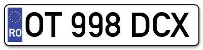 Placuta inmatriculare numar auto  OT-998-DCX, OT 998 DCX, OT998DCX