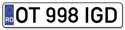 Placuta inmatriculare numar auto  OT-998-IGD, OT 998 IGD, OT998IGD