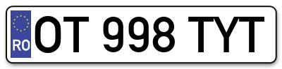Placuta inmatriculare numar auto  OT-998-TYT, OT 998 TYT, OT998TYT