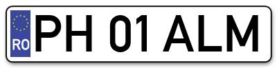 Placuta inmatriculare numar auto  PH-01-ALM, PH 01 ALM, PH01ALM
