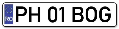 Placuta inmatriculare numar auto  PH-01-BOG, PH 01 BOG, PH01BOG