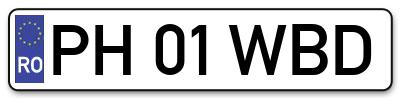 Placuta inmatriculare numar auto  PH-01-WBD, PH 01 WBD, PH01WBD