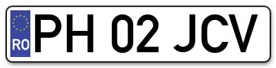 Placuta inmatriculare numar auto  PH-02-JCV, PH 02 JCV, PH02JCV