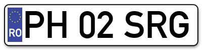 Placuta inmatriculare numar auto  PH-02-SRG, PH 02 SRG, PH02SRG