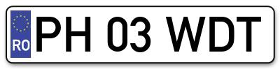 Placuta inmatriculare numar auto  PH-03-WDT, PH 03 WDT, PH03WDT