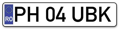 Placuta inmatriculare numar auto  PH-04-UBK, PH 04 UBK, PH04UBK