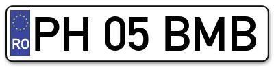 Placuta inmatriculare numar auto  PH-05-BMB, PH 05 BMB, PH05BMB