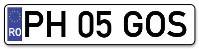 Placuta inmatriculare numar auto  PH-05-GOS, PH 05 GOS, PH05GOS